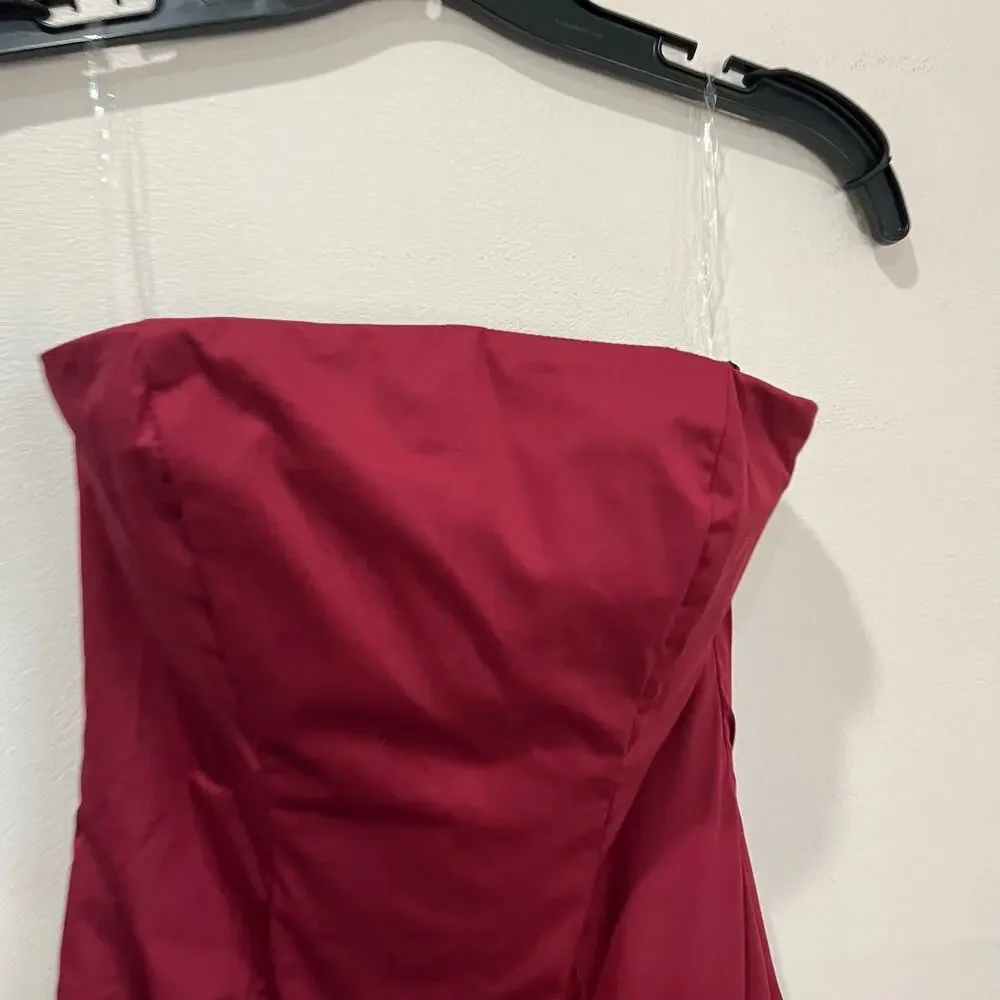 Babyboo Angelina Strapless Ruffle Maxi Dress NWT Burgundy Formal Gown Sz Small - Picture 7 of 12